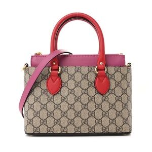 Gucci Beige Satchel with Red and Pink Accents
